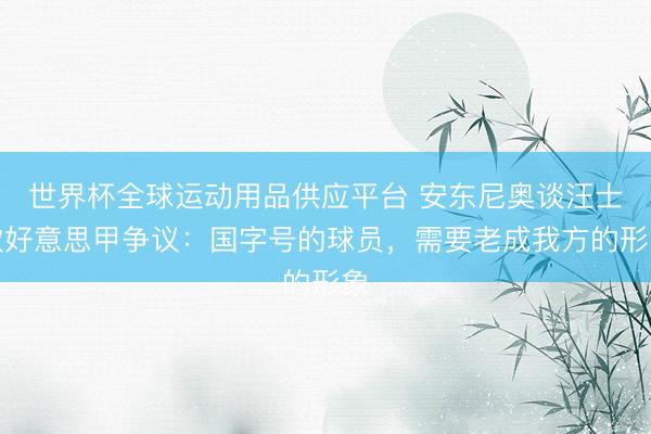 世界杯全球运动用品供应平台 安东尼奥谈汪士钦好意思甲争议:国字号的球员,需要老成我方的形象