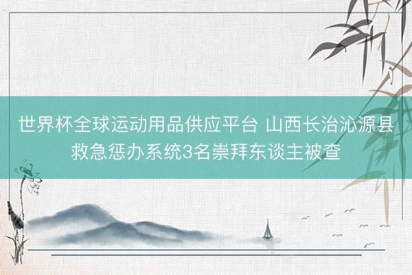 世界杯全球运动用品供应平台 山西长治沁源县救急惩办系统3名崇拜东谈主被查