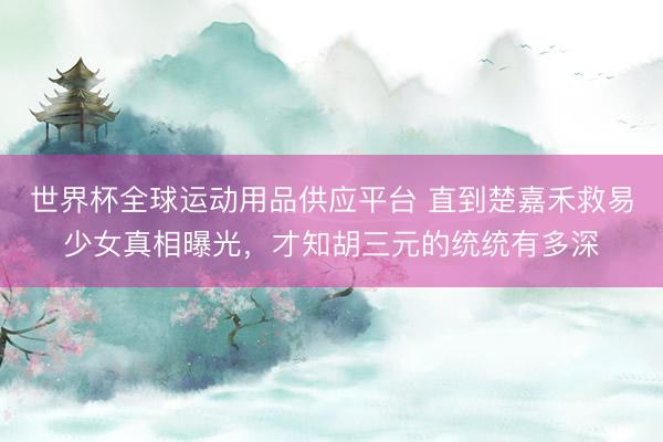 世界杯全球运动用品供应平台 直到楚嘉禾救易少女真相曝光,才知胡三元的统统有多深