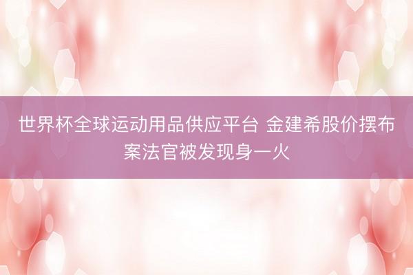 世界杯全球运动用品供应平台 金建希股价摆布案法官被发现身一火